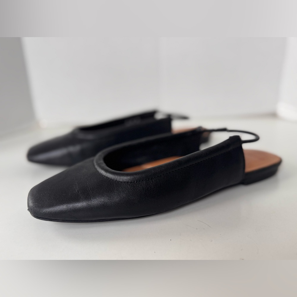 Eric Javits Peyton Black Leather Slingback Flat Shoes Women’s Size 8 - Picture 5 of 13